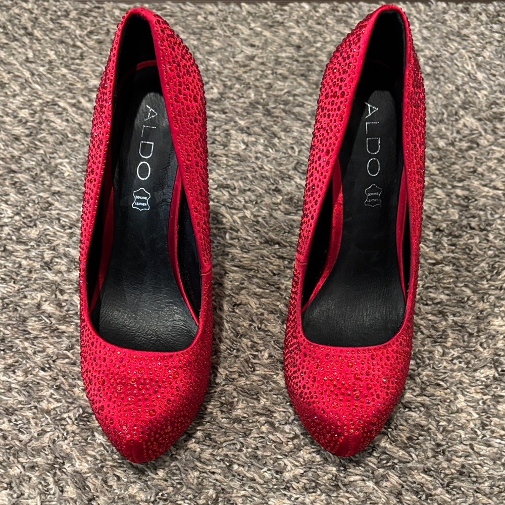 Aldo Sparkling Red rhinestone stiletto Heels. Excellent used condition.